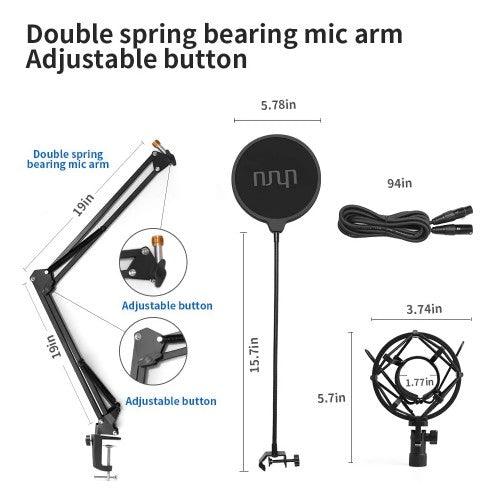 UHURU Condenser Microphone Set, Professional Studio Cardioid Microphone Kit with Boom Arm, Shock Mount for Streaming, Recording, Podcasts, YouTube - XM900 - Toytexx UHURU Condenser Microphone Set, Professional Studio Cardioid Microphone Kit with Boom Arm, Shock Mount for Streaming, Recording, Podcasts, YouTube - XM900 - Toytexx
